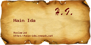 Hain Ida névjegykártya